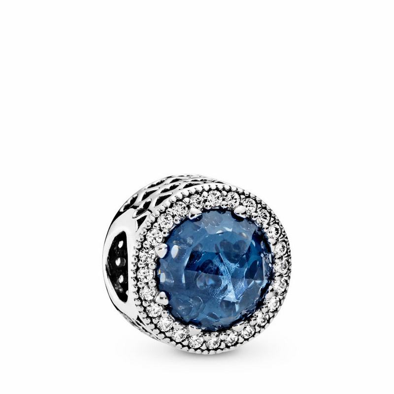 Pandora Sparkling Dark Blue Charm - Sterling Silver/Blue/Mixed Stones - Canada | UP4067ZC